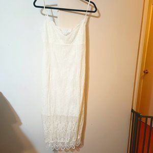 NWT ~ Nordstrom NSR Crochet Lace White Midi Dress (Size: Large)